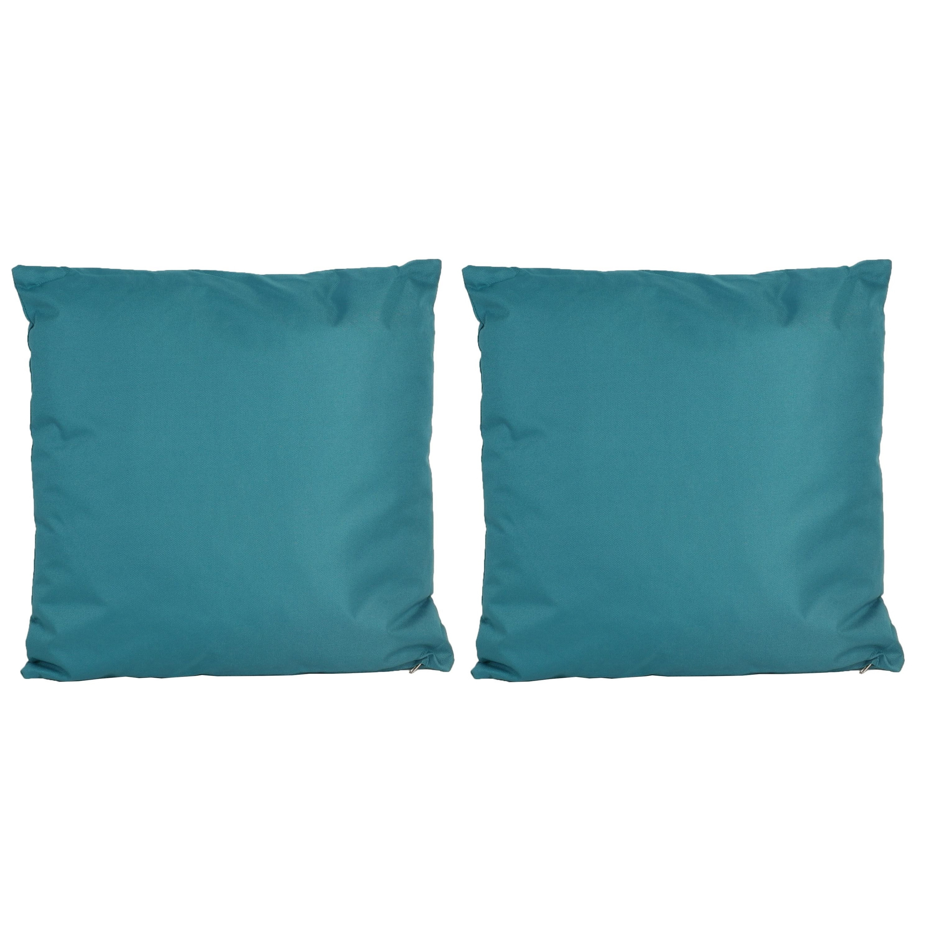 2x Bank-sier kussens voor binnen en buiten in de kleur petrol blauw 45 x 45 cm