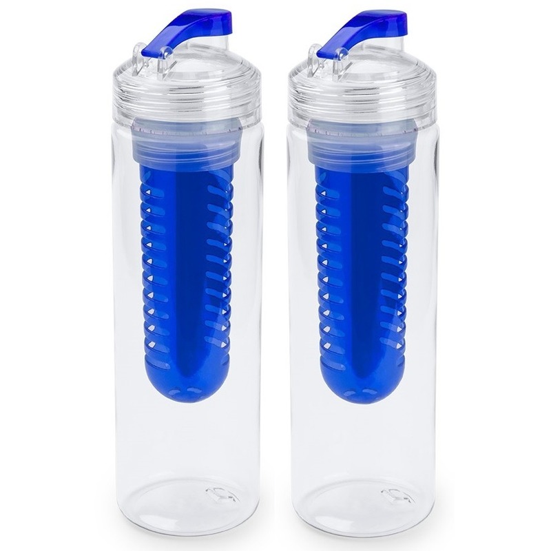 2x Blauwe drinkfles-waterfles met fruit infuser 700 ml