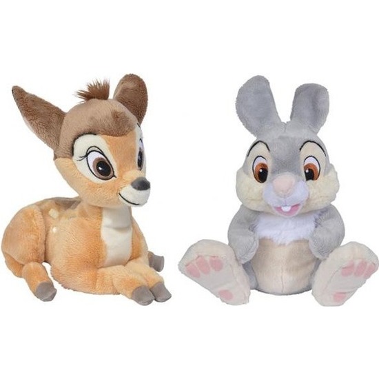 Disney 2x  Bambi en Stampertje knuffels 18 cm speelgoed set -