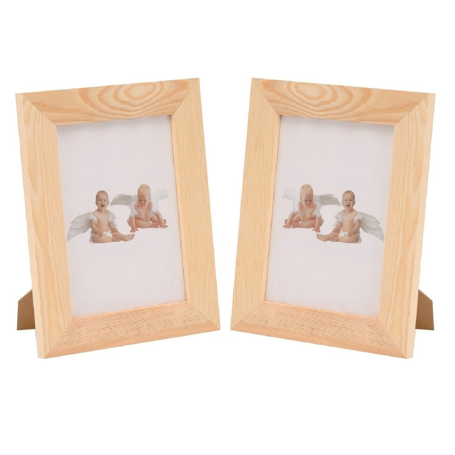 2x DIY houten fotolijstjes 17,5 x 22,5 cm hobby-knutselmateriaal