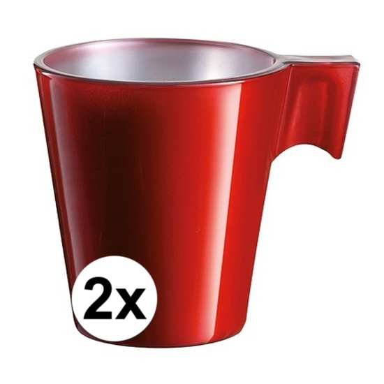 2x Espresso-koffie kopje rood