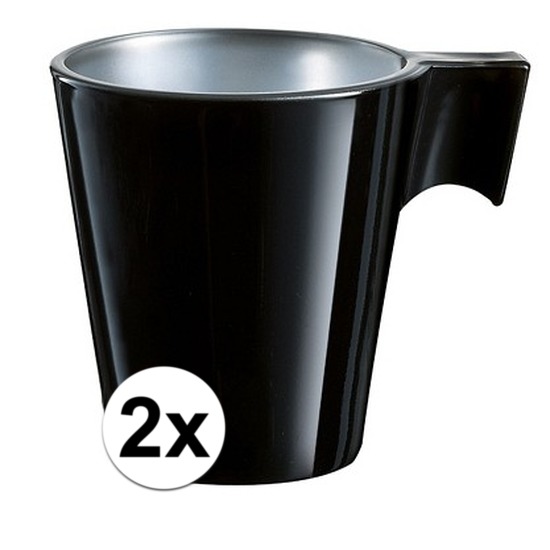 2x Espresso-koffie kopje zwart
