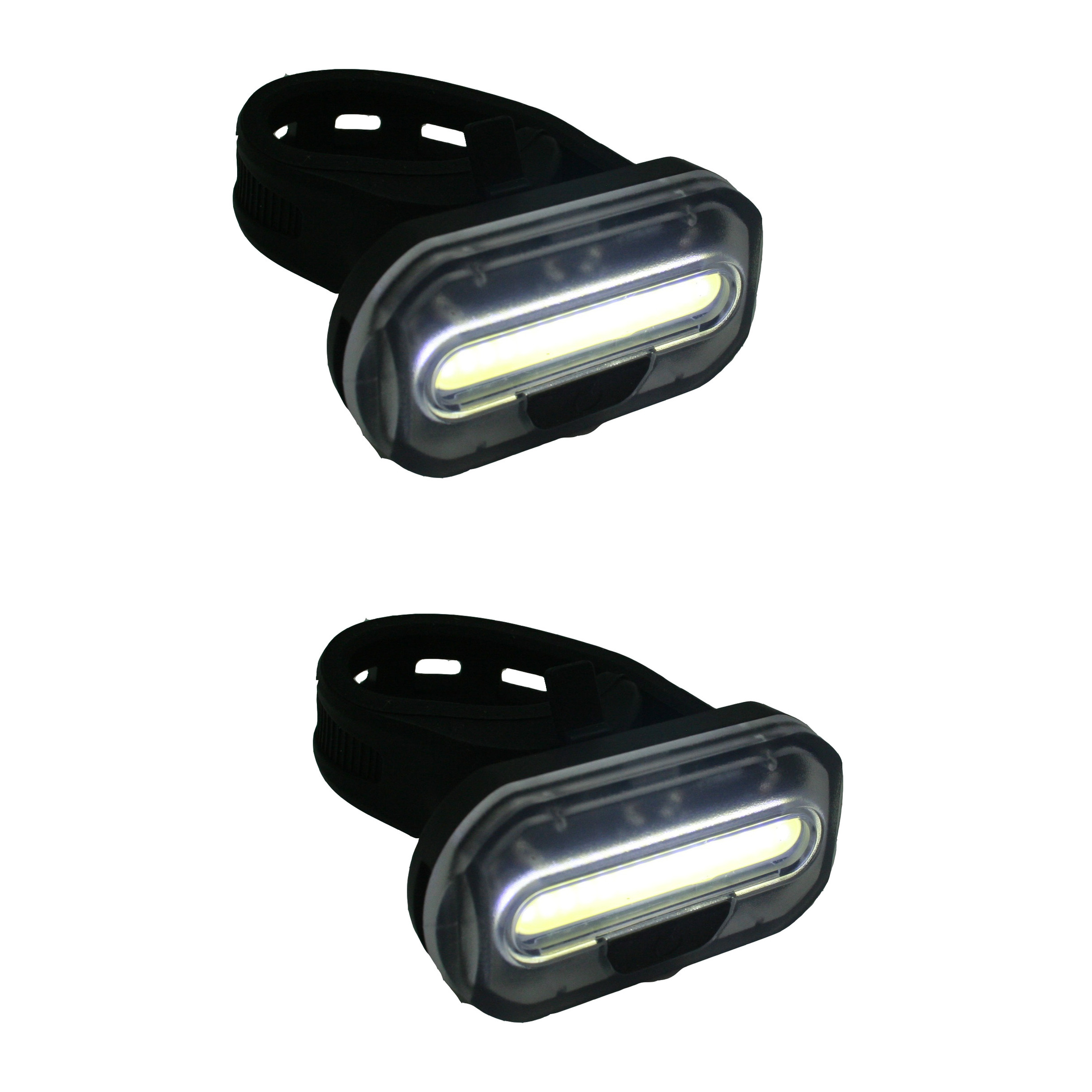 2x Fietskoplampen-batterijvoorlichten fietsverlichting COB LED met bevestigingsband