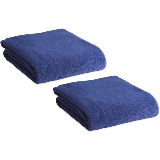 2x Fleece dekens-plaids blauw 120 x 150 cm