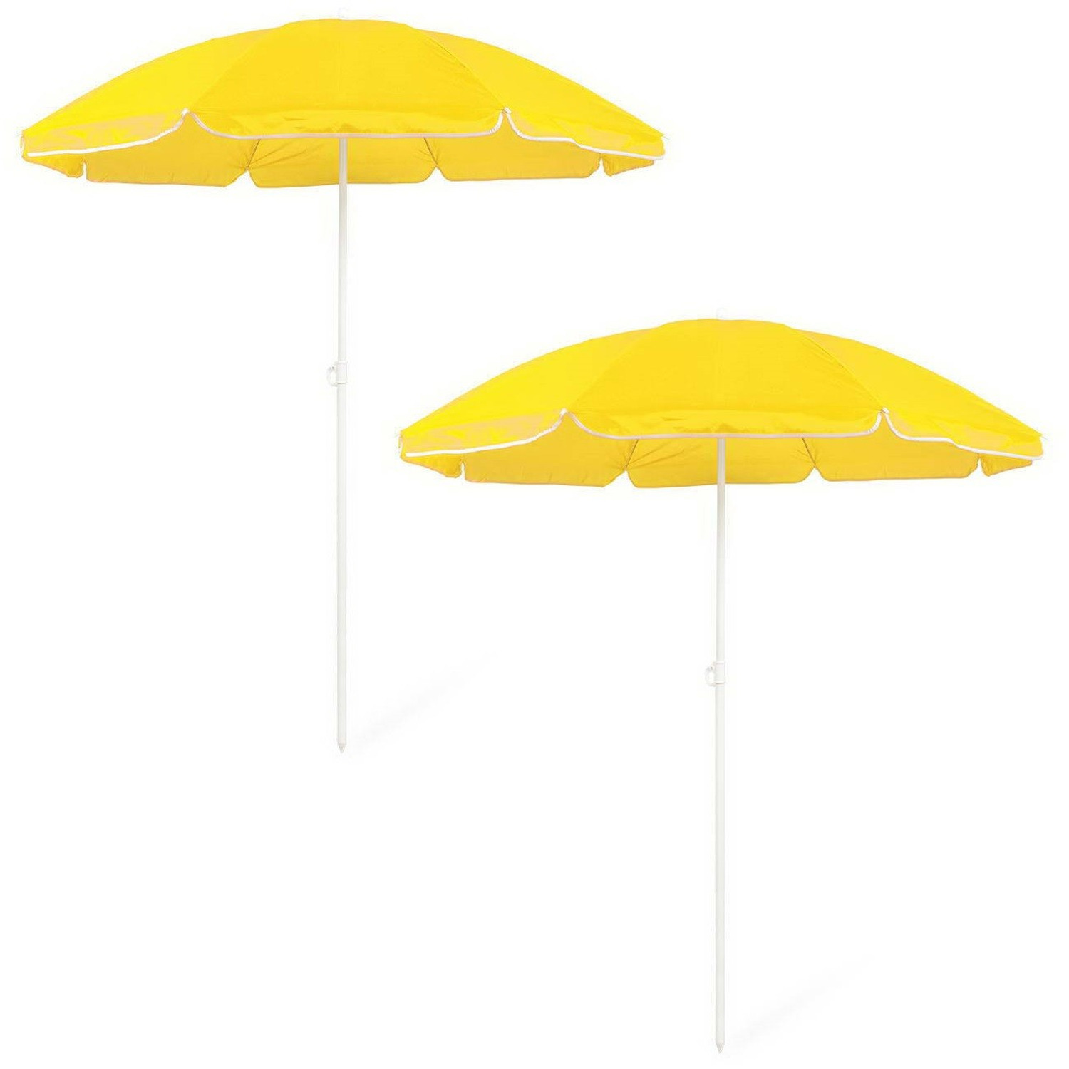 2x Gele strand parasols van nylon 150 cm