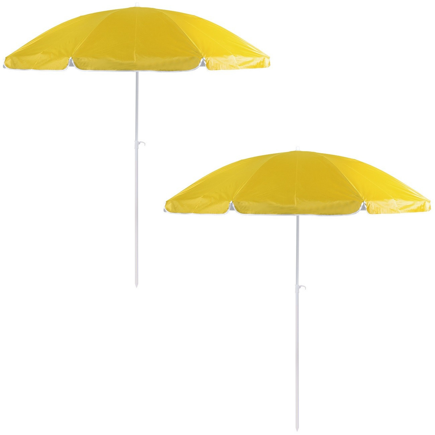 2x Gele strand parasols van nylon 200 cm
