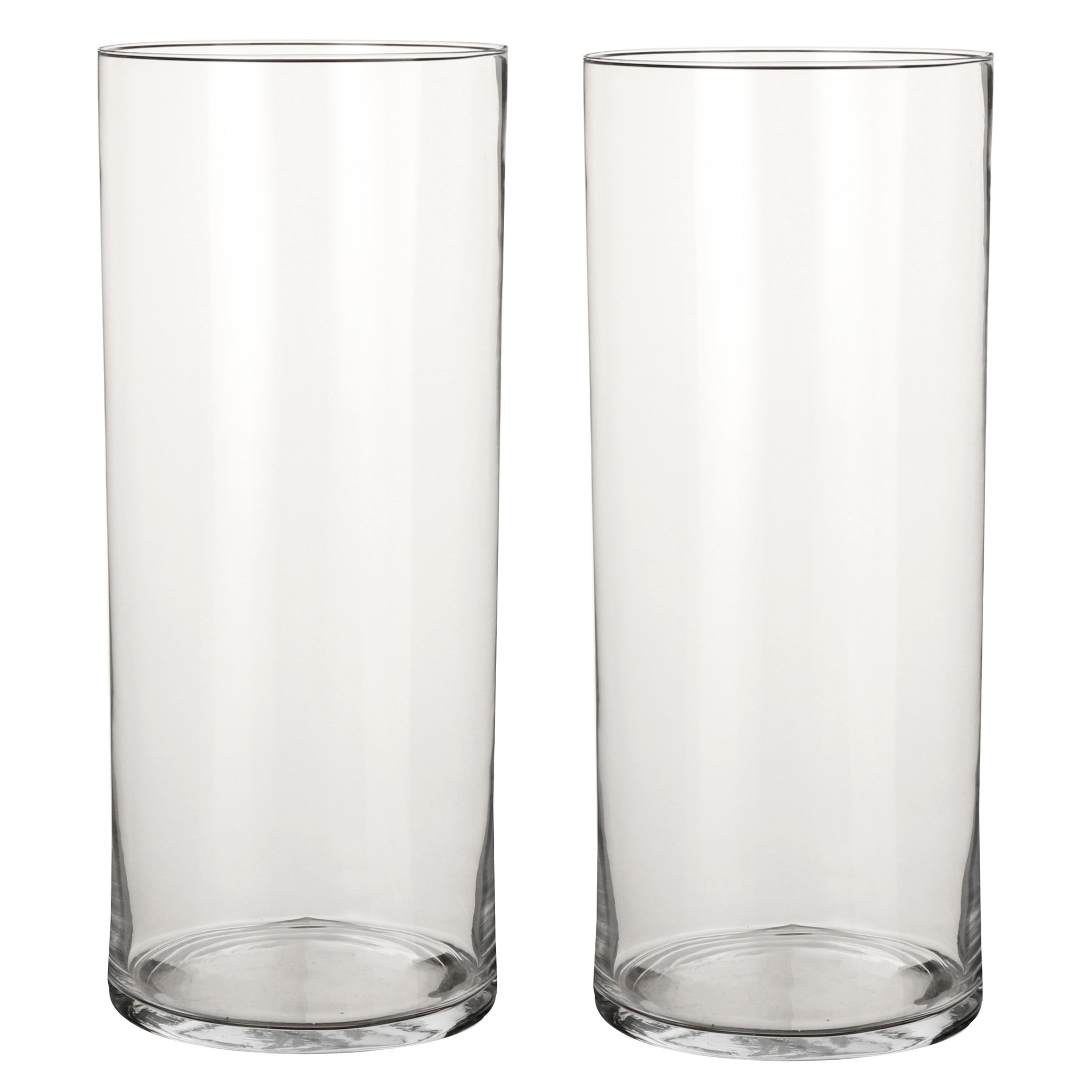 2x Glazen cilinder vaas-vazen 48 cm rond
