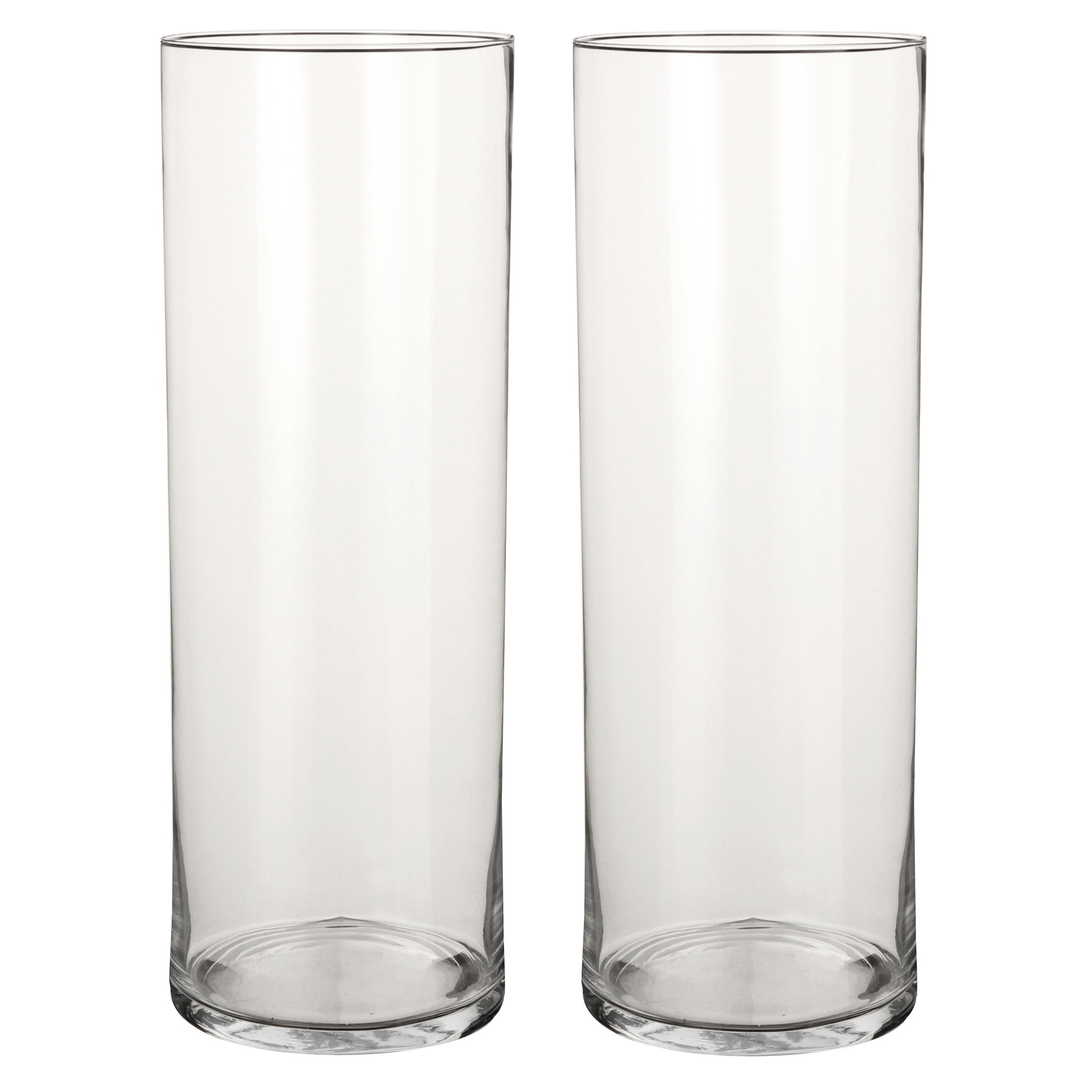 2x Glazen cilinder vaas-vazen 55 cm rond