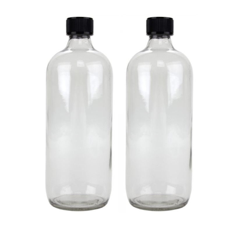 Merkloos 2x Glazen ronde flessen met schroefdoppen 1000 ml -