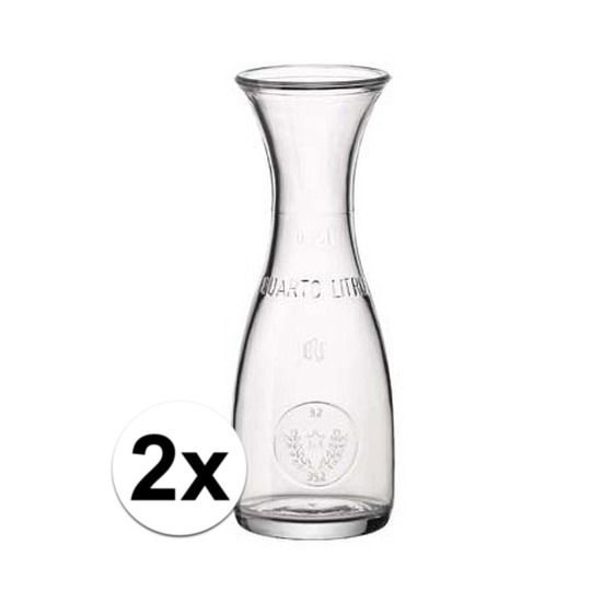 2x Glazen water karaffen 0,25 liter