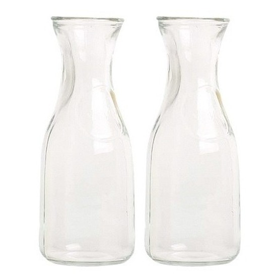 Merkloos 2x Glazen water/sap/wijn karaffen van 0,5 liter -