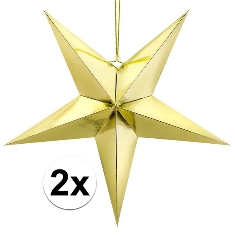 2x Gouden sterren 45 cm Kerst decoratie-versiering