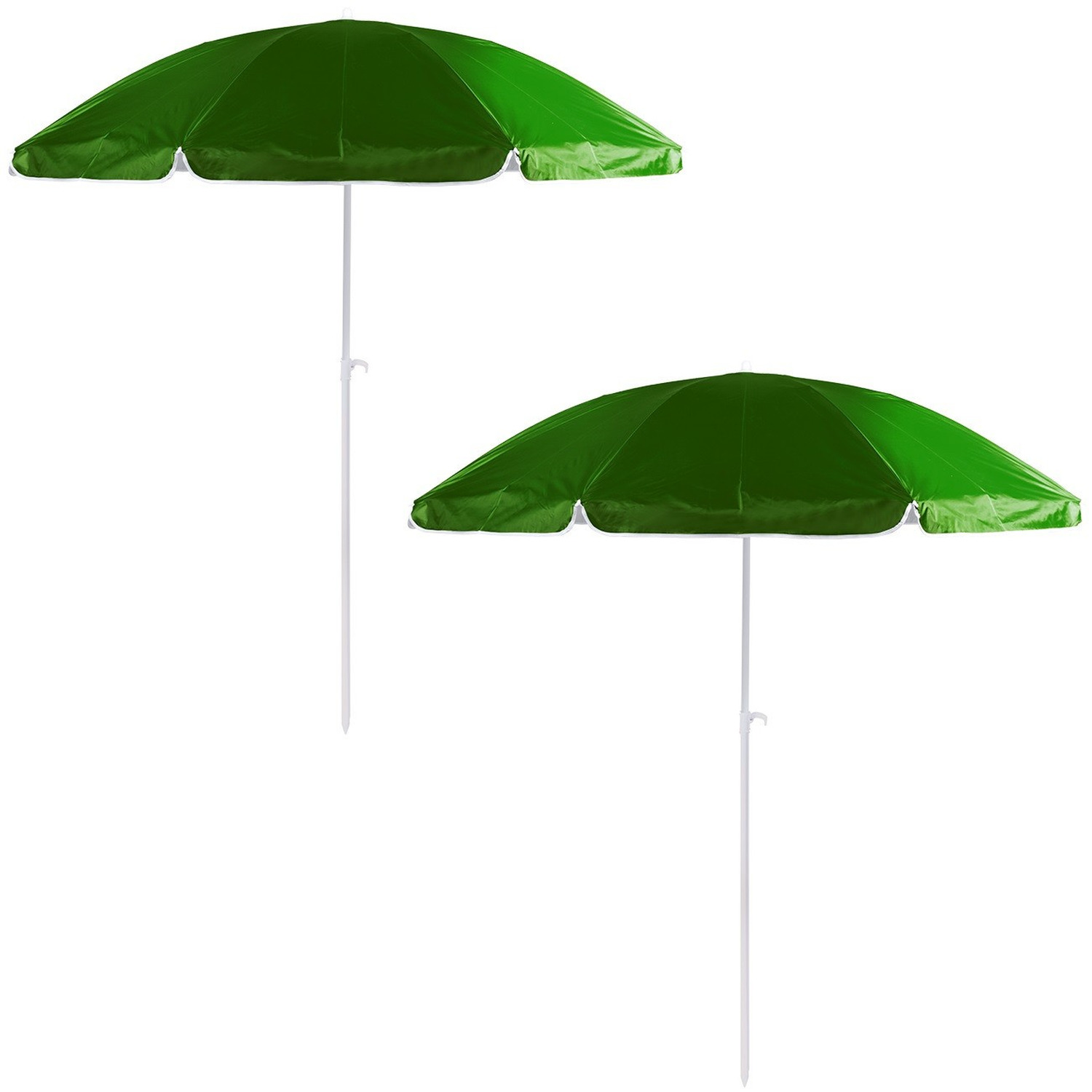 2x Groene strand parasols van nylon 200 cm
