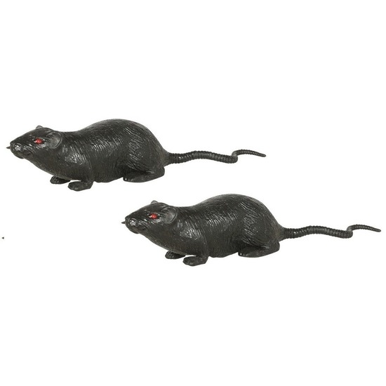 2x Grote plastic ratten 20 cm