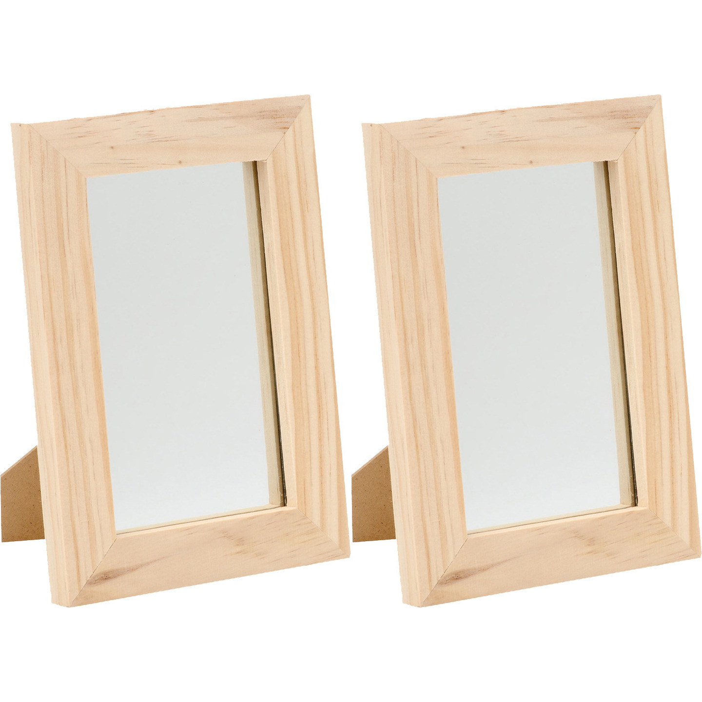 2x Houten spiegels 13,5 x 19,5 cm DIY hobby-knutselmateriaal