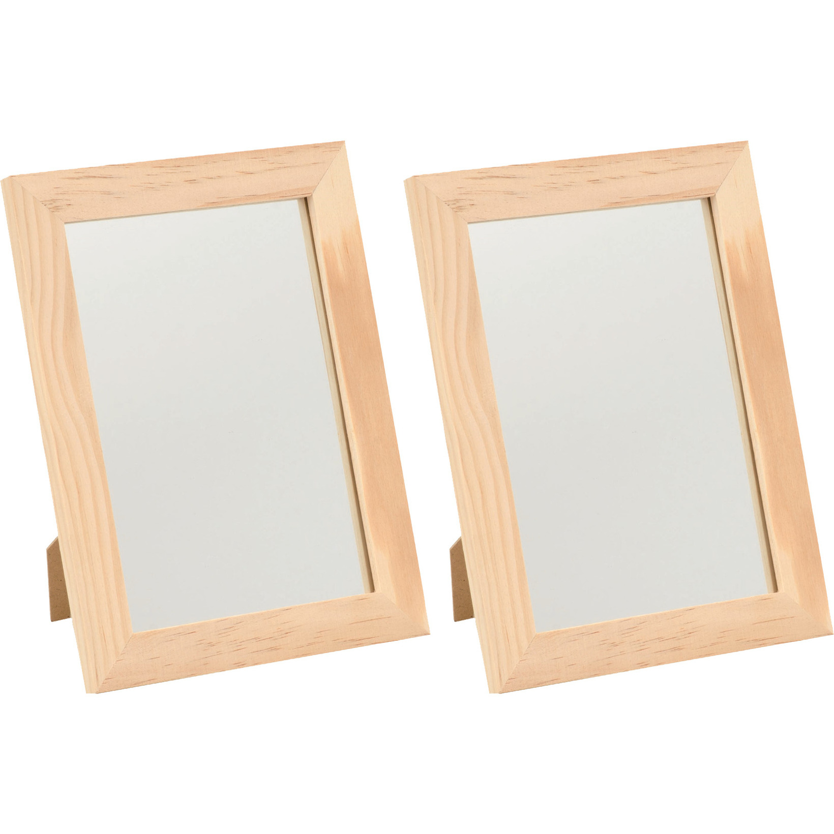 2x Houten spiegels 29 x 34,5 cm DIY hobby-knutselmateriaal