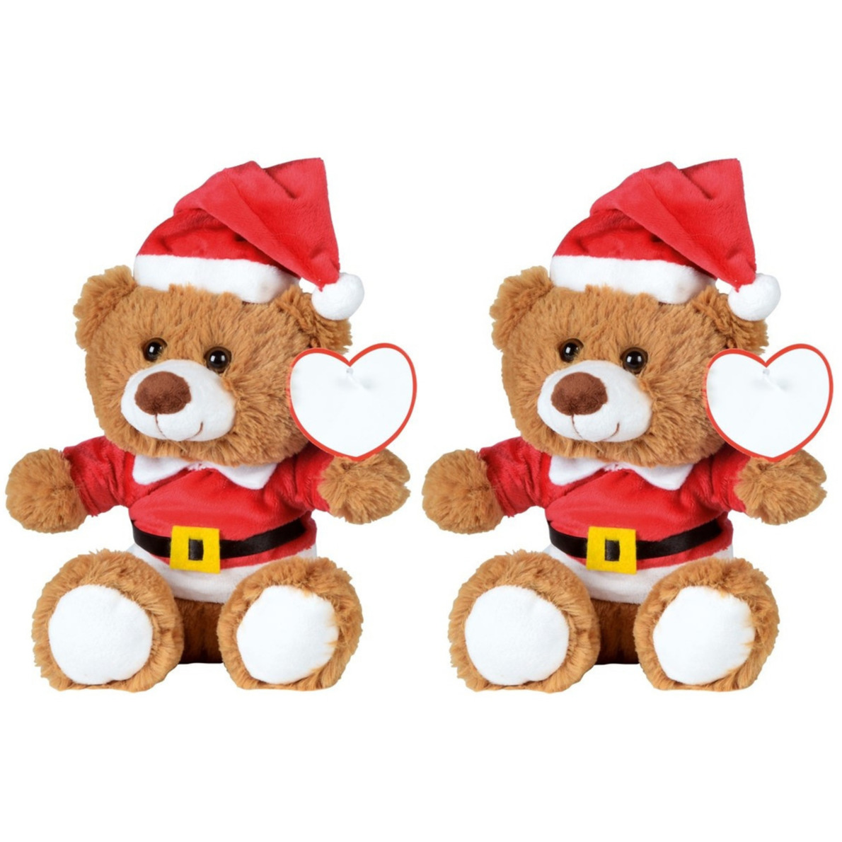 2x Kerst knuffel pluche beertjes bruin zittend 18 x 19 cm speelgoed