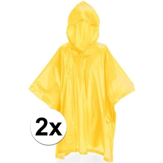 2x Kinder regen poncho geel