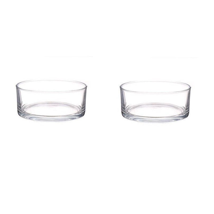 2x Lage schalen/vazen transparant rond glas 8 x 19 cm - cilindervormig - glazen vazen - woonaccessoires