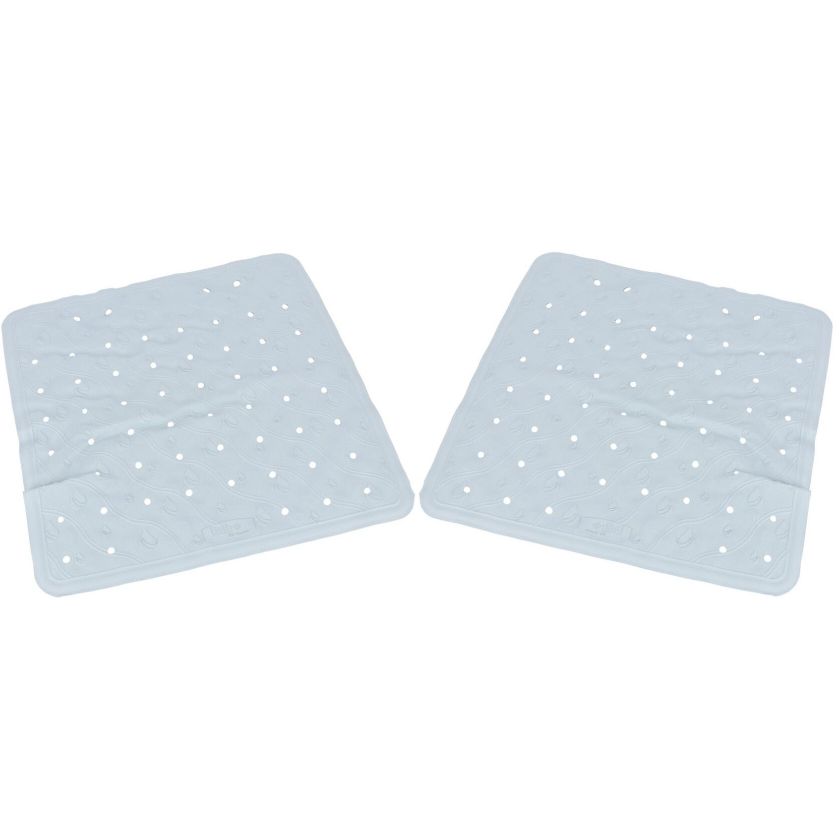 2x Lichtblauwe anti-slip badmatten-douchematten 45 x 45 cm vierkant