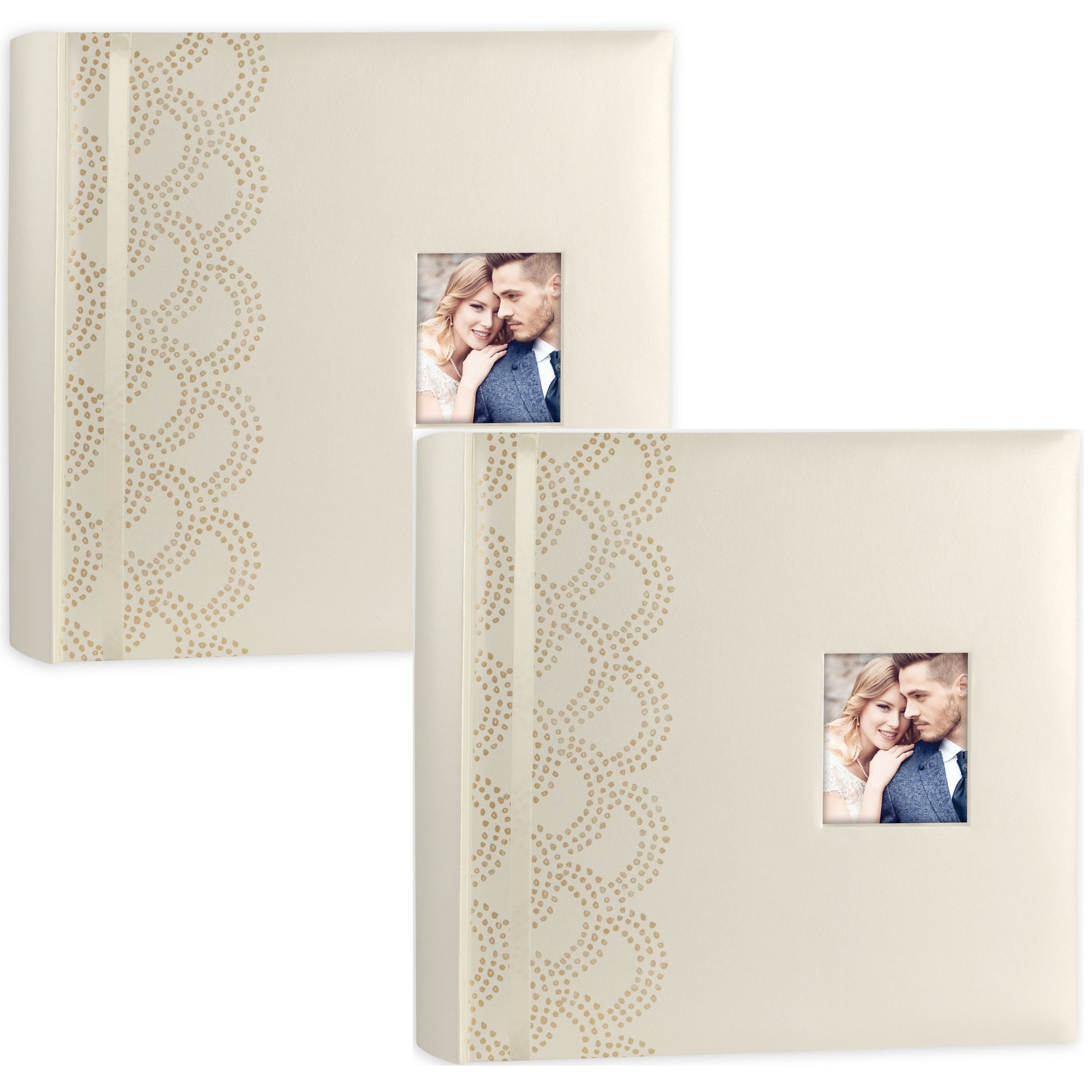 2x Luxe fotoboek-fotoalbum Anais bruiloft-huwelijk met 50 paginas goud 32 x 32 x 5 cm