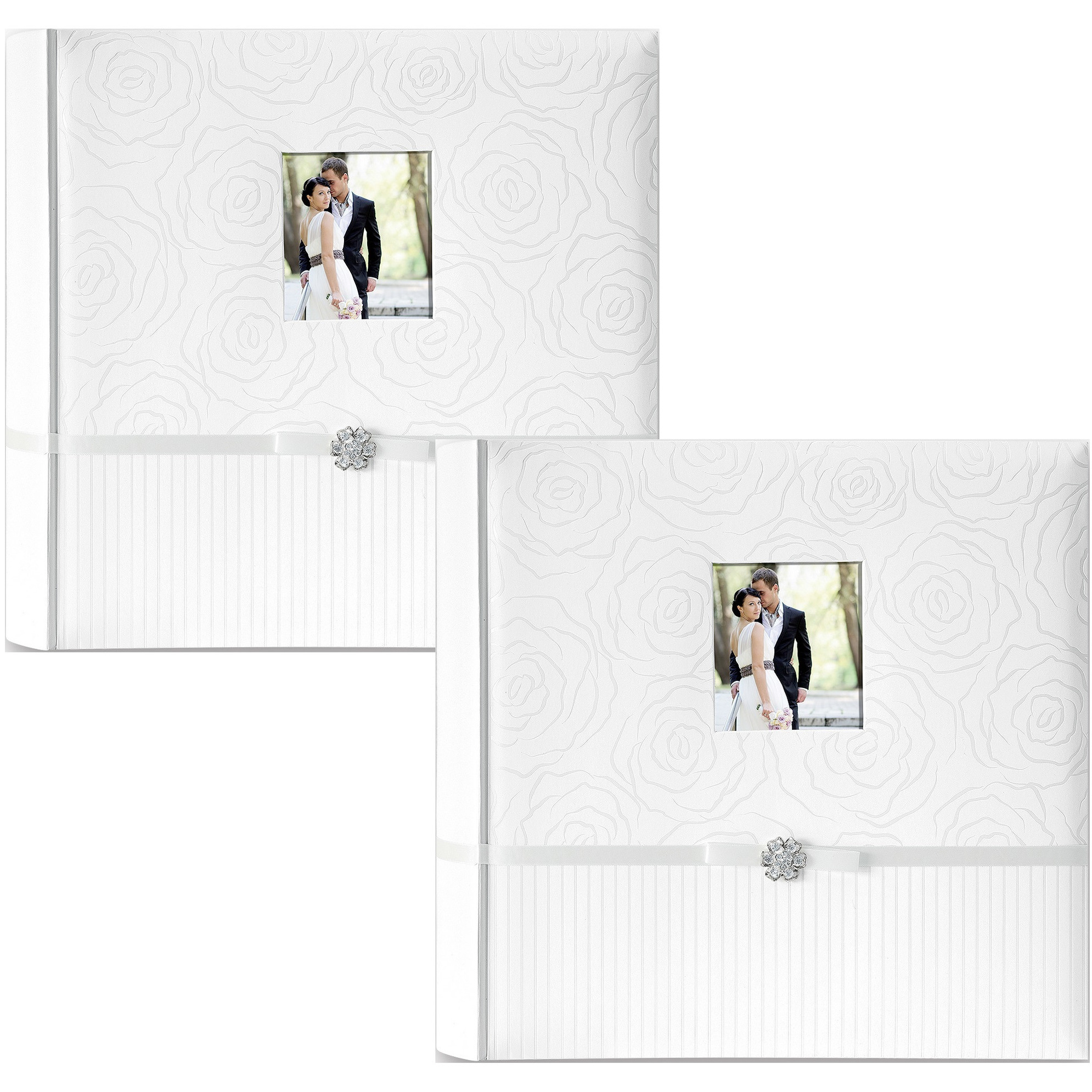 2x Luxe fotoboek-fotoalbum Annabella bruiloft-huwelijk met 50 paginas wit 32 x 32 x 6 cm