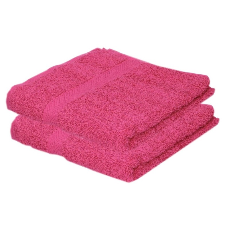 2x Luxe handdoeken fuchsia roze 50 x 90 cm 550 grams