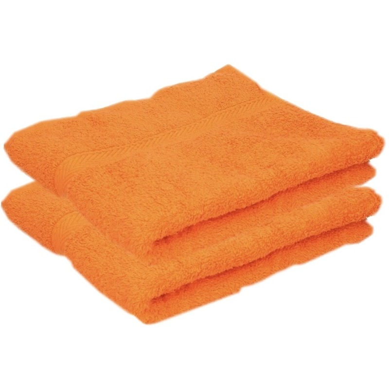 2x Luxe handdoeken oranje 50 x 90 cm 550 grams