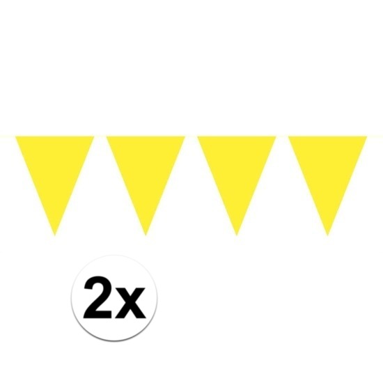 2x Mini vlaggenlijn-slinger versiering geel