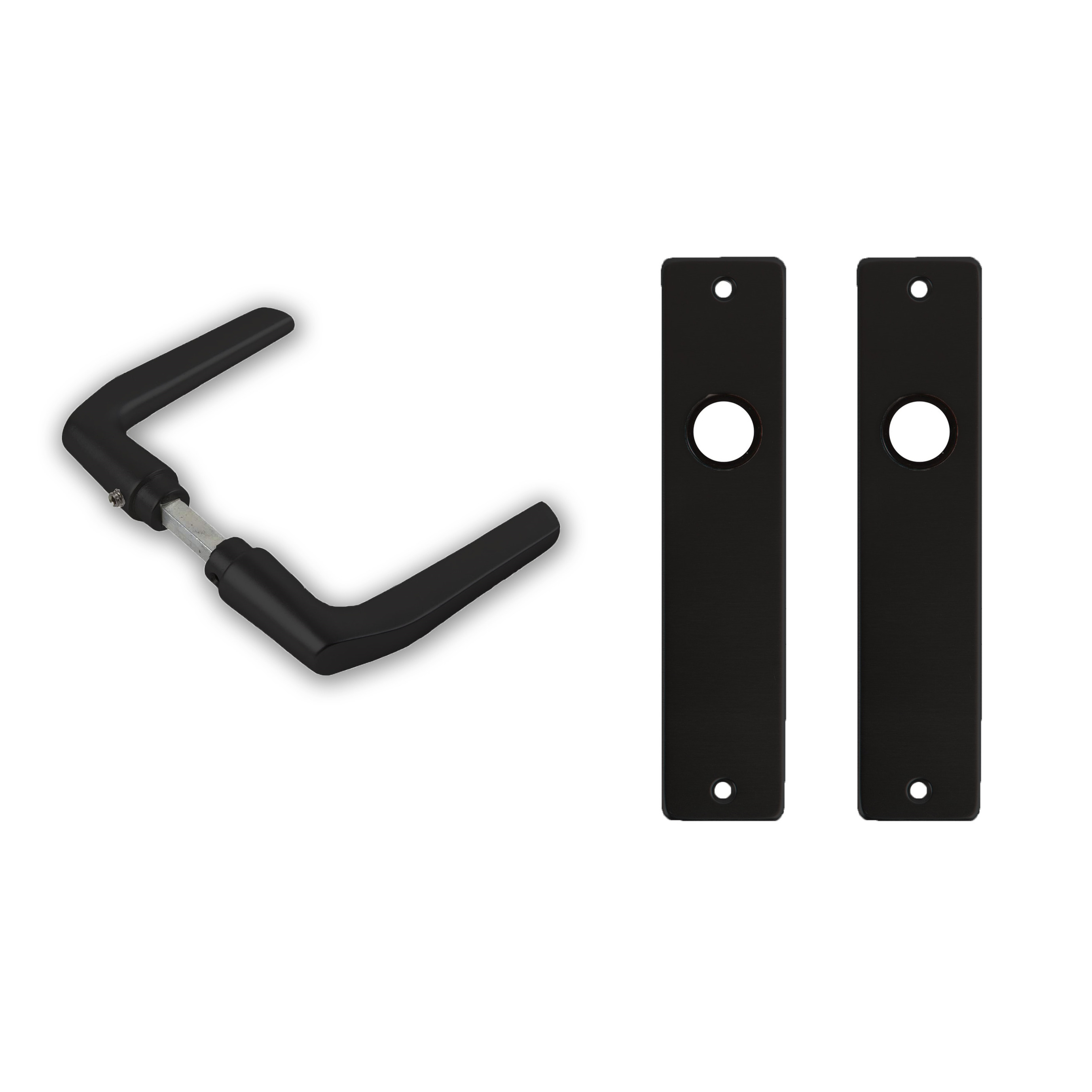 2x paar deurkrukset-deurgarnituur zwart met zwarte deurklinken en deurschilden