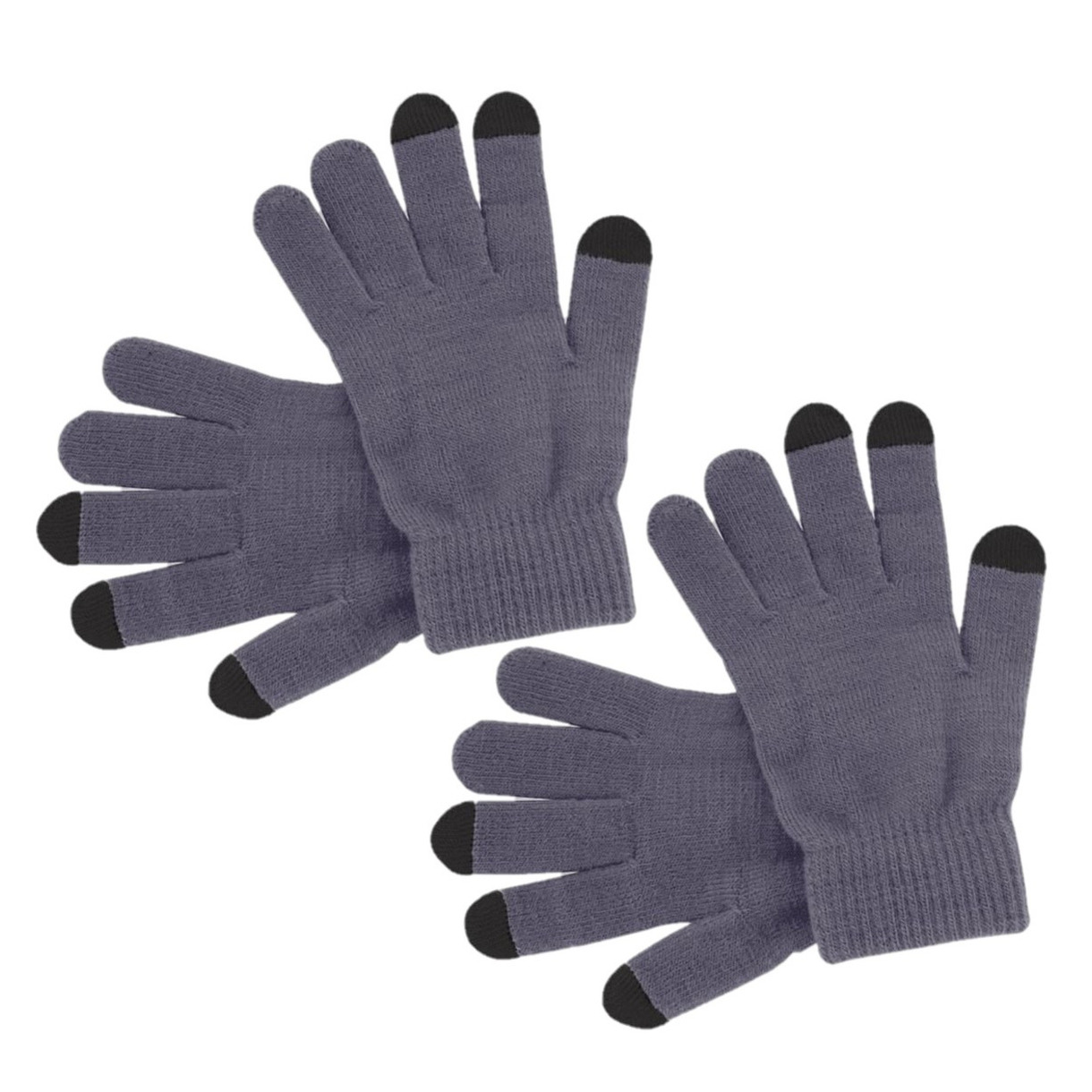 2x paar touchscreen smartphone handschoenen grijs voor volwassenen