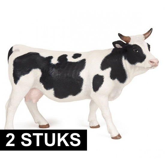 2x Plastic speelgoed dieren koe-koeien van 14 cm