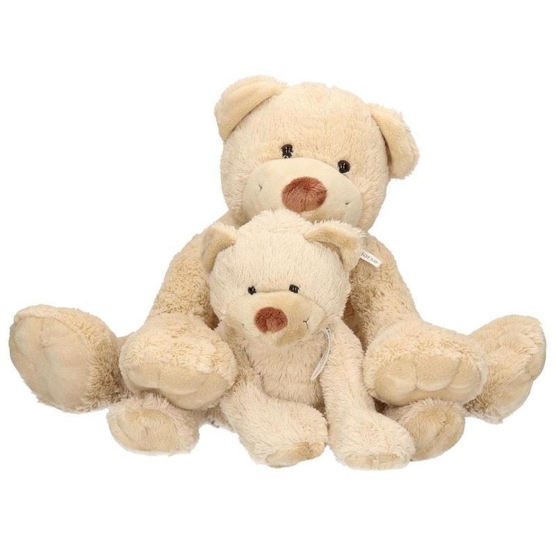 2x Pluche mama en kind Boogy knuffelberen 35-24 cm knuffels