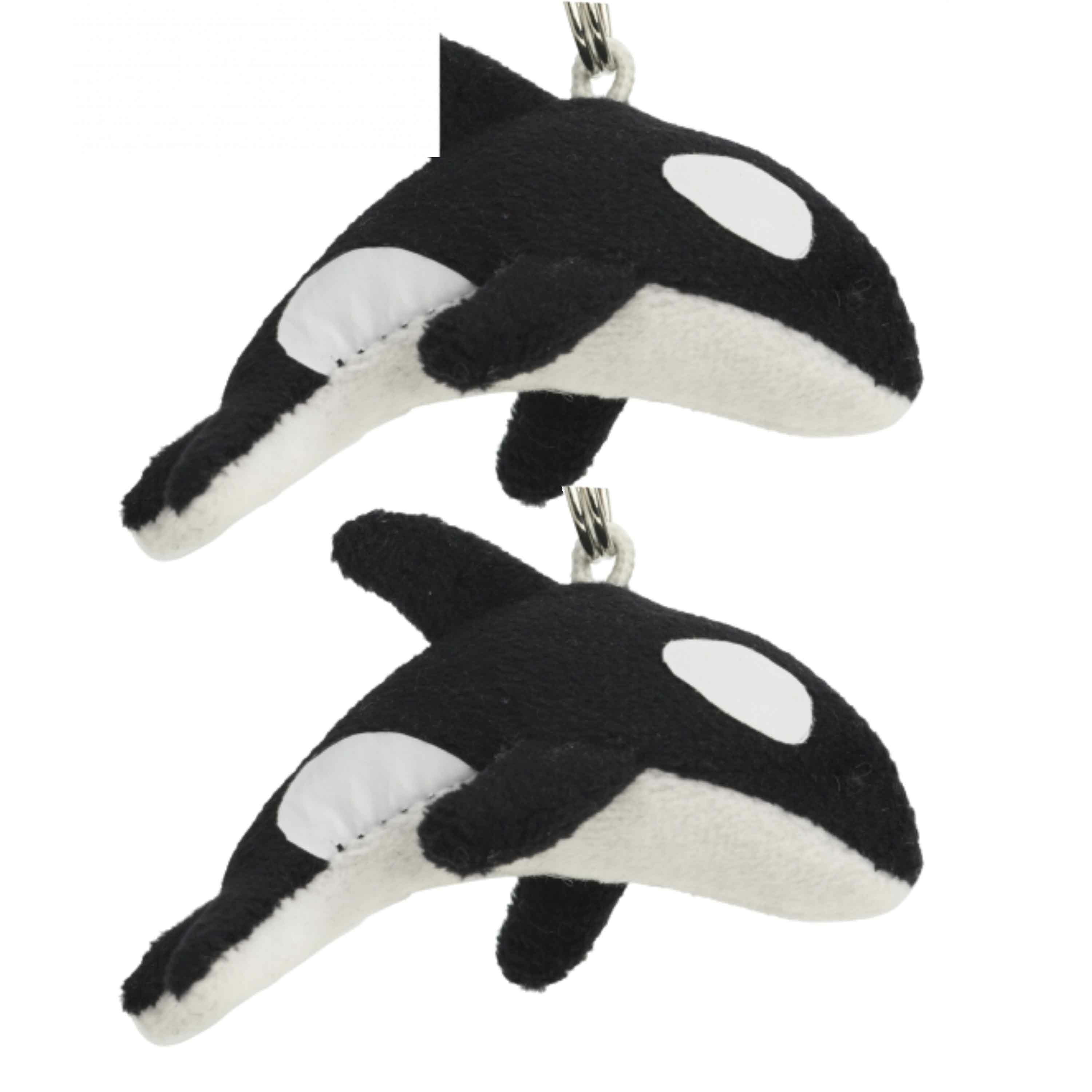 2x Pluche orka knuffel sleutelhanger 6 cm