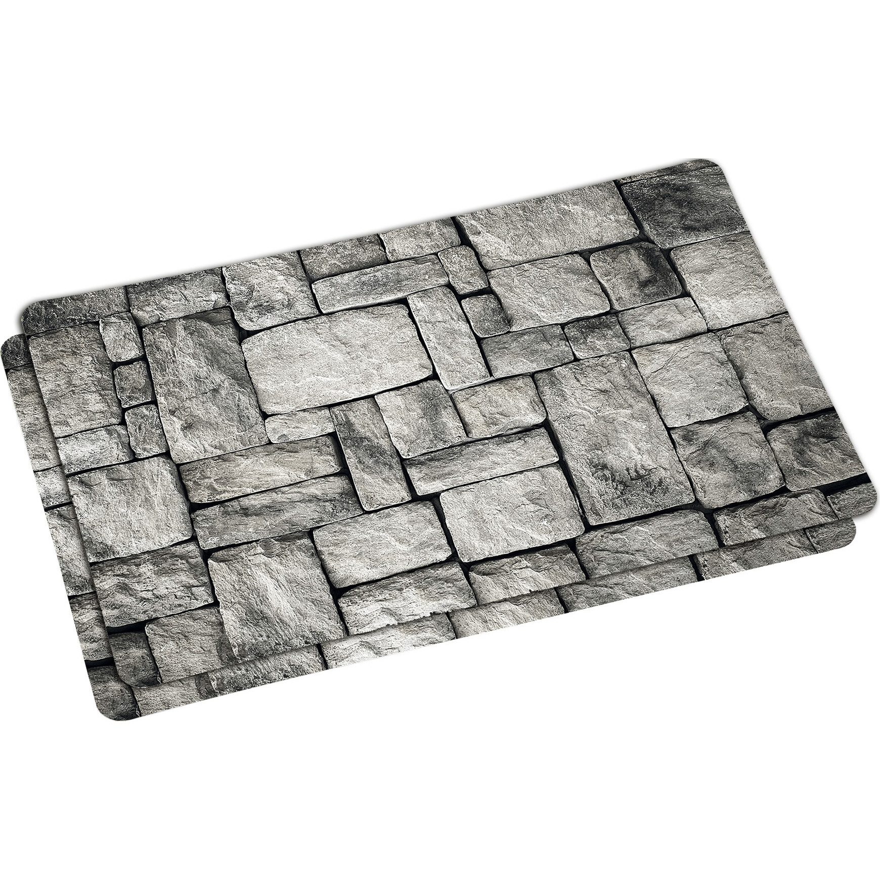 Merkloos 2x Rechthoekige placemats grijze stenen print 28 x 43 cm -