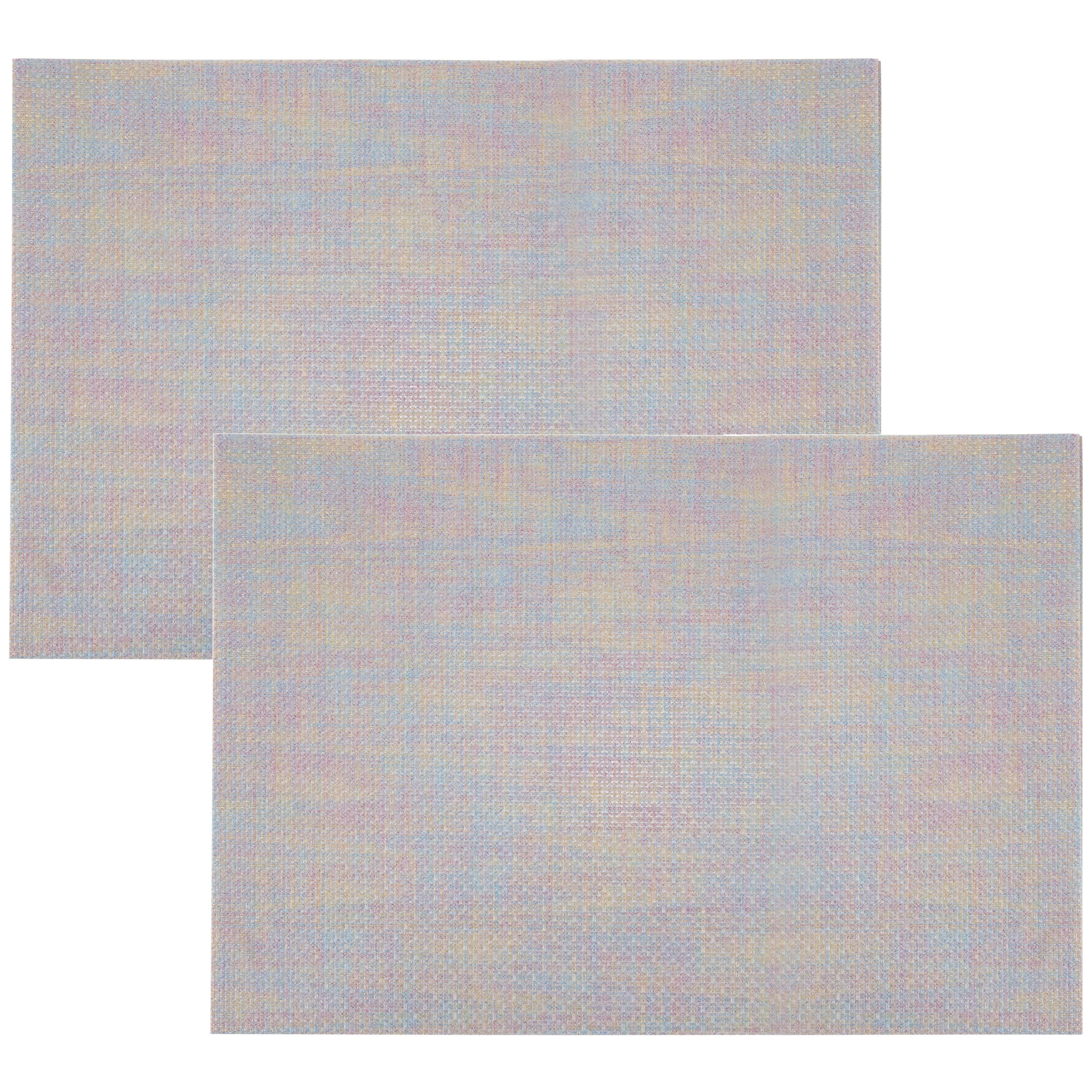 Cosy & Trendy 2x Rechthoekige placemats metallic pasteltinten geweven 30 x 45 cm -