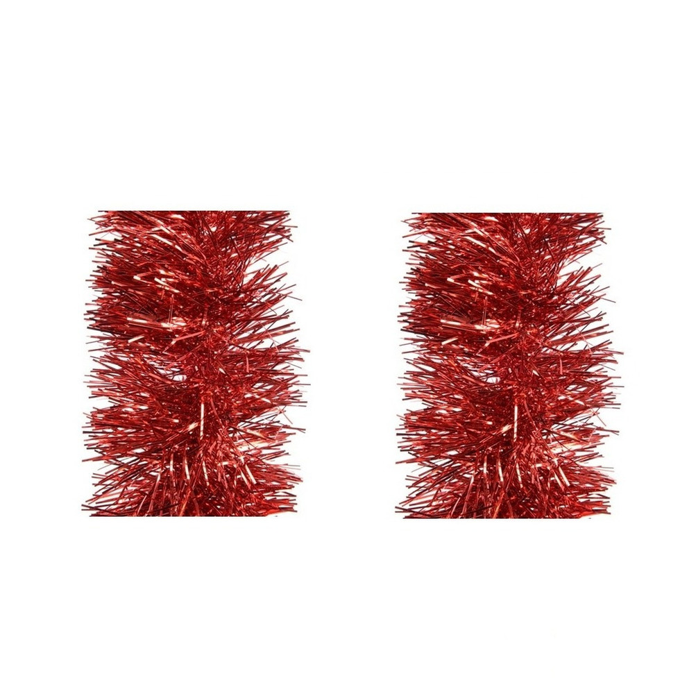 2x Rode folie slingers-guirlandes 270 x 10 cm kerstboomslingers