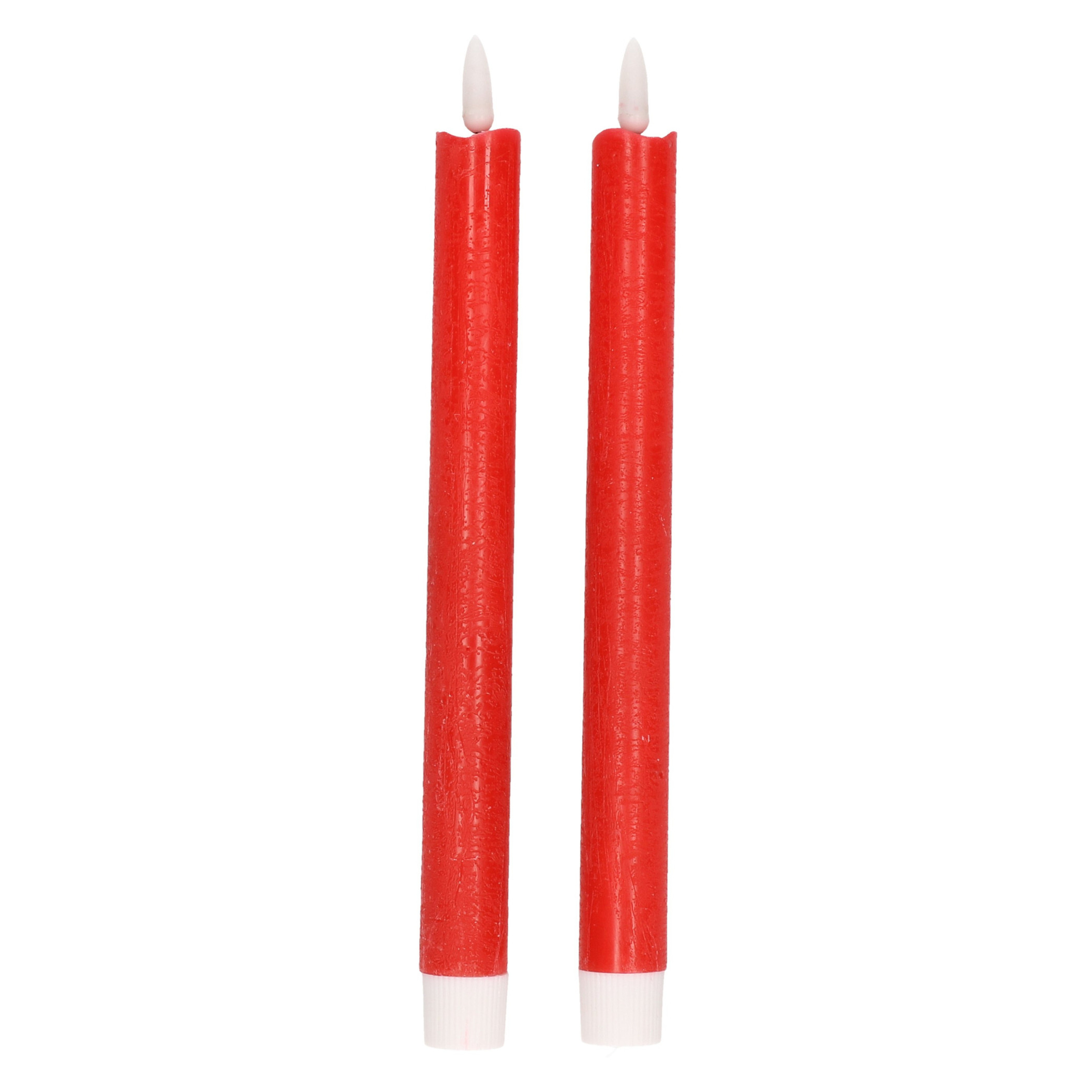 2x Rode LED kaarsen-dinerkaarsen 25,5 cm