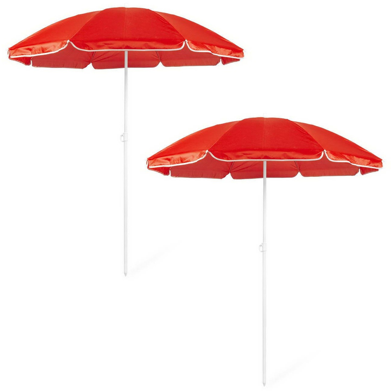 2x Rode strand parasols van nylon 150 cm