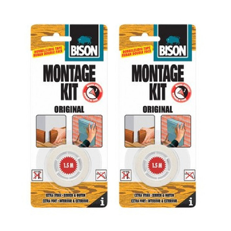 2x rollen Bison montagekit tape original 19 mm x 1,5 m