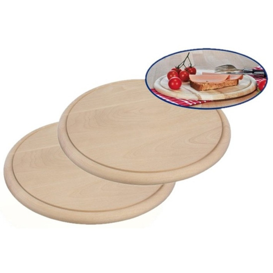 2x Ronde houten ham planken-broodplanken-serveer planken 28