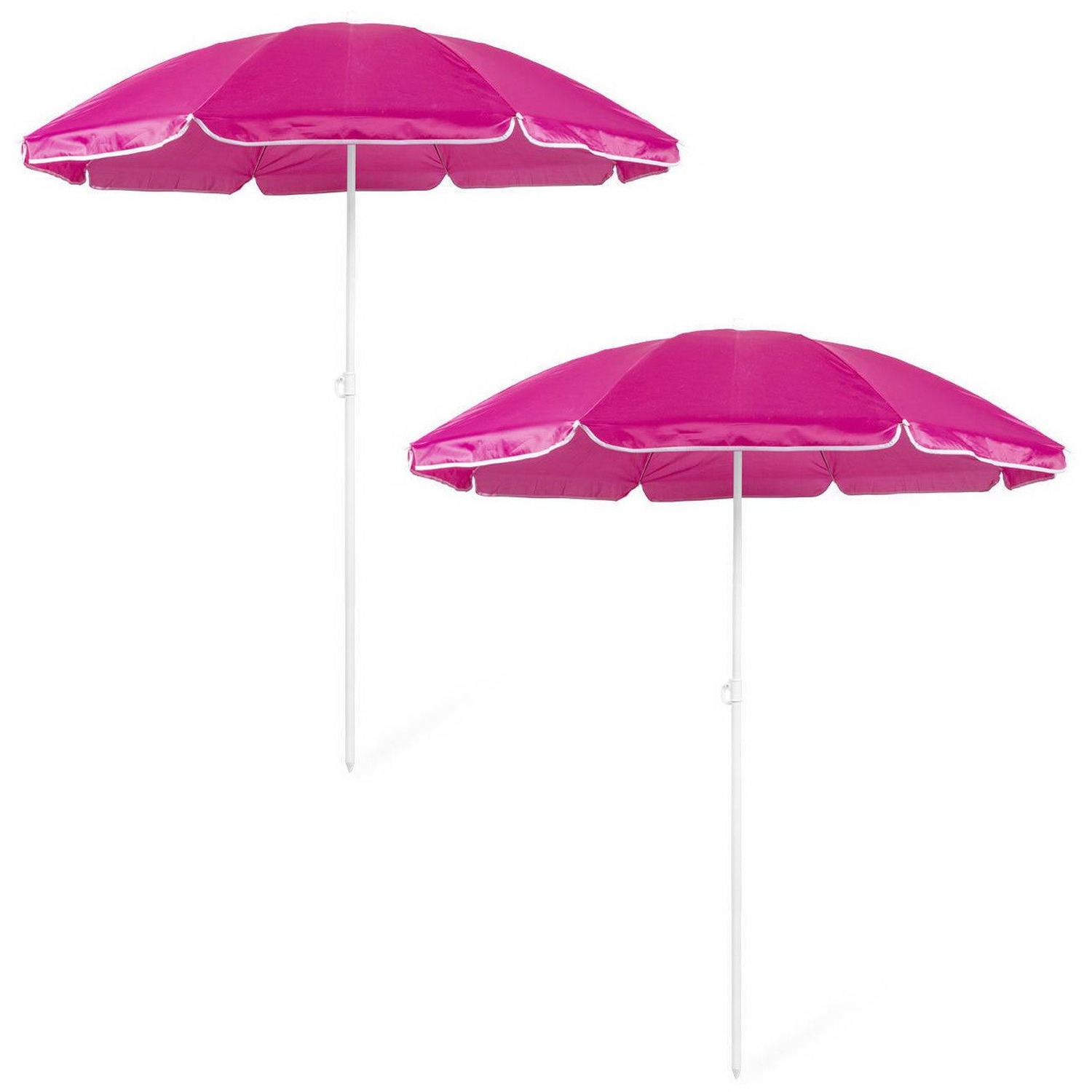2x Roze strand parasols van nylon 150 cm