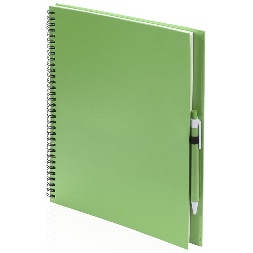 2x Schetsboeken-tekenboeken groen A4 formaat 80 vellen inclusief pennen