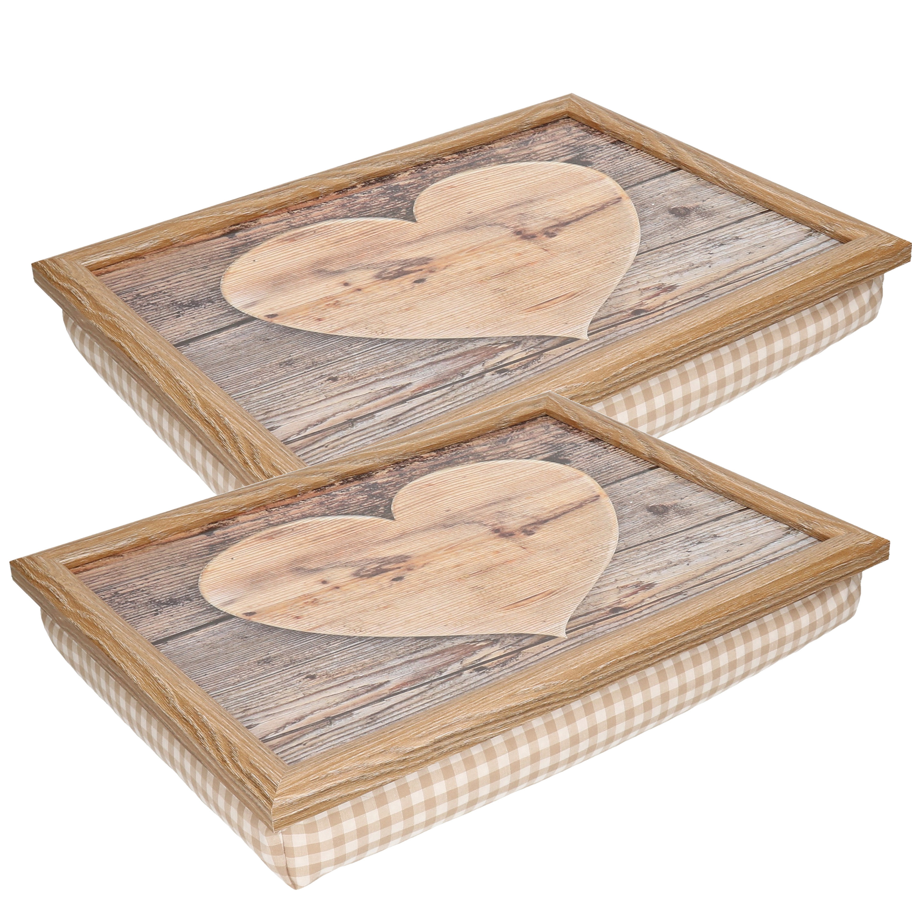 2x Schootkussen-laptray hart houtprint 43 x 33 cm