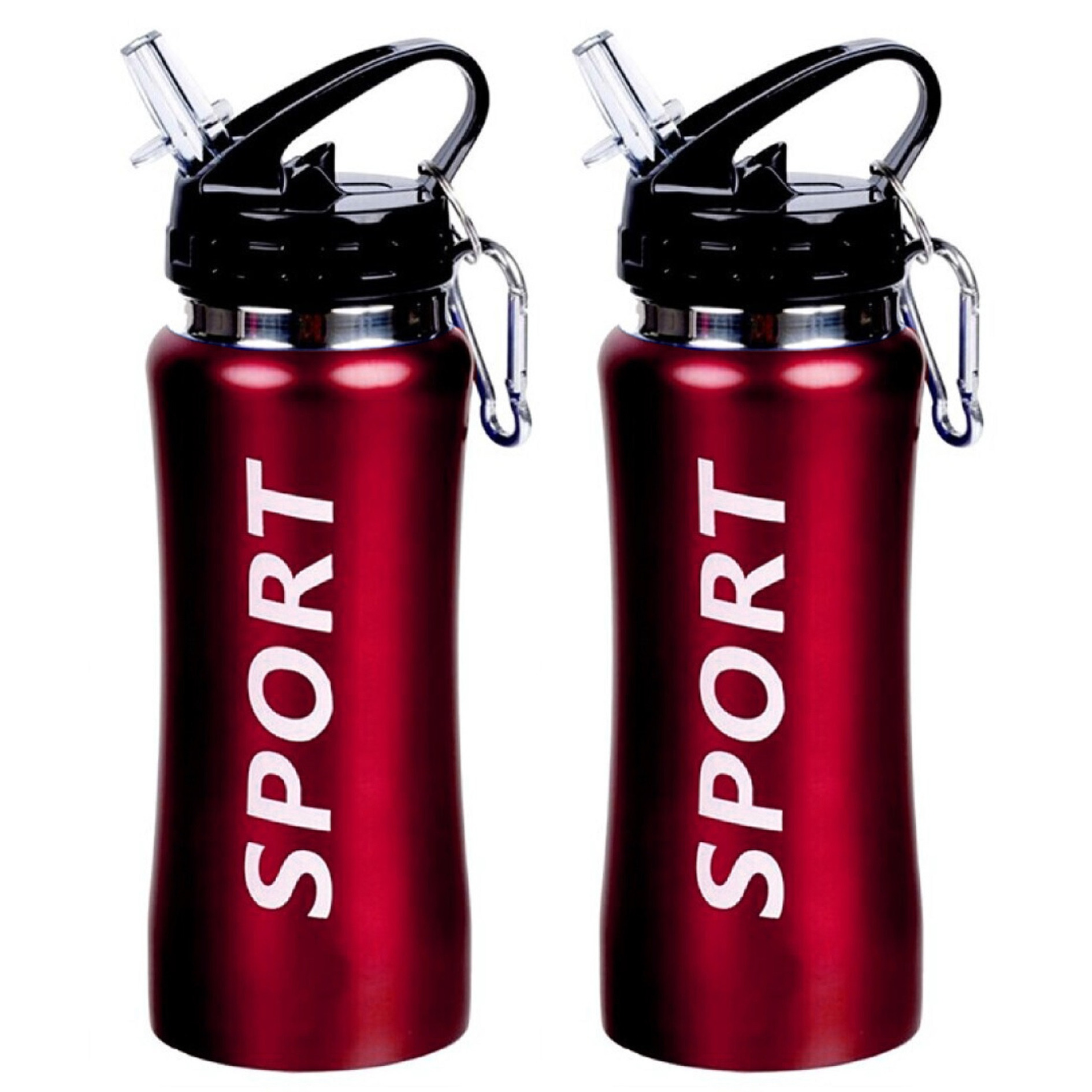 Afbeelding van 2x Sport Bidon drinkfles/waterfles Sport print rood 420 Ml