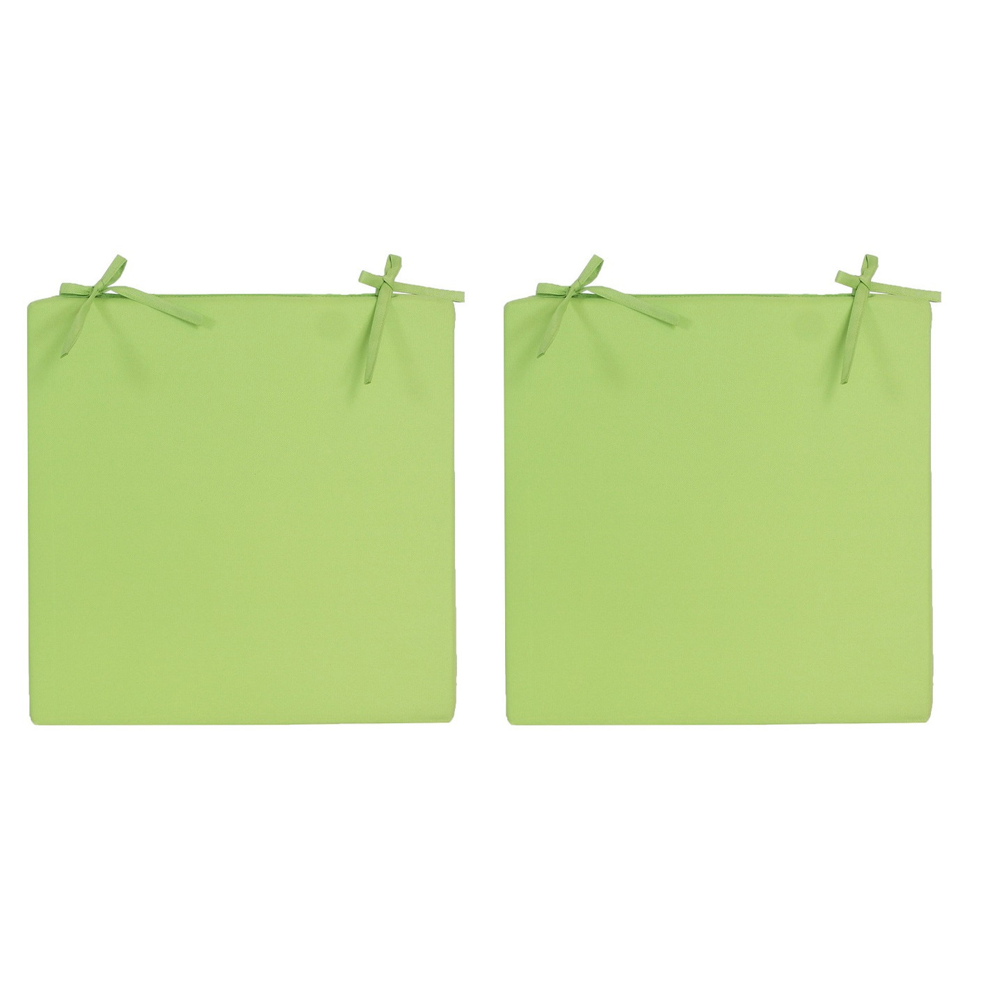 2x Stoelkussens voor binnen en buiten in de kleur groen 40 x 40 cm Tuinkussens voor buitenstoelen.