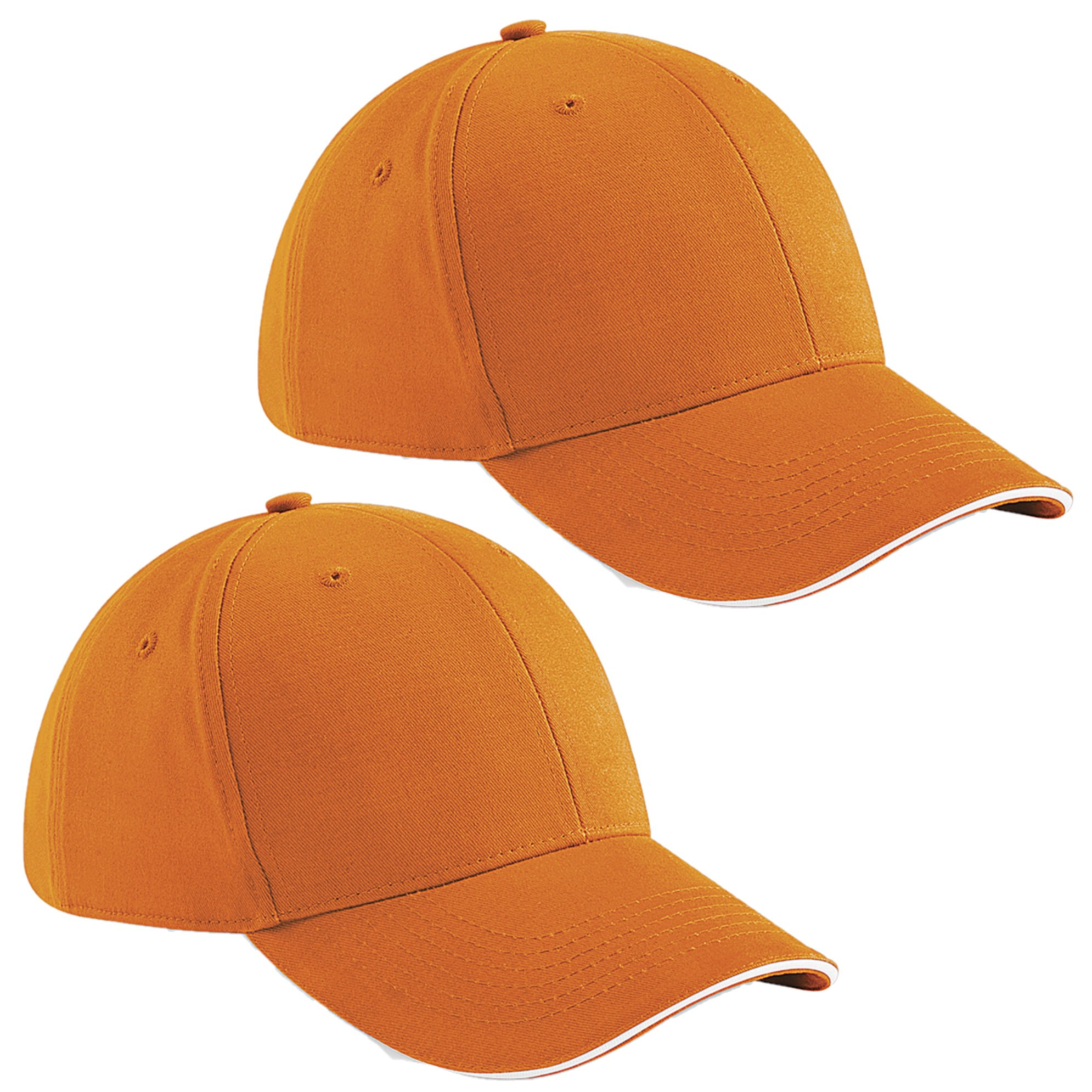 2x stuks 6-panel Oranje supporters baseballcap