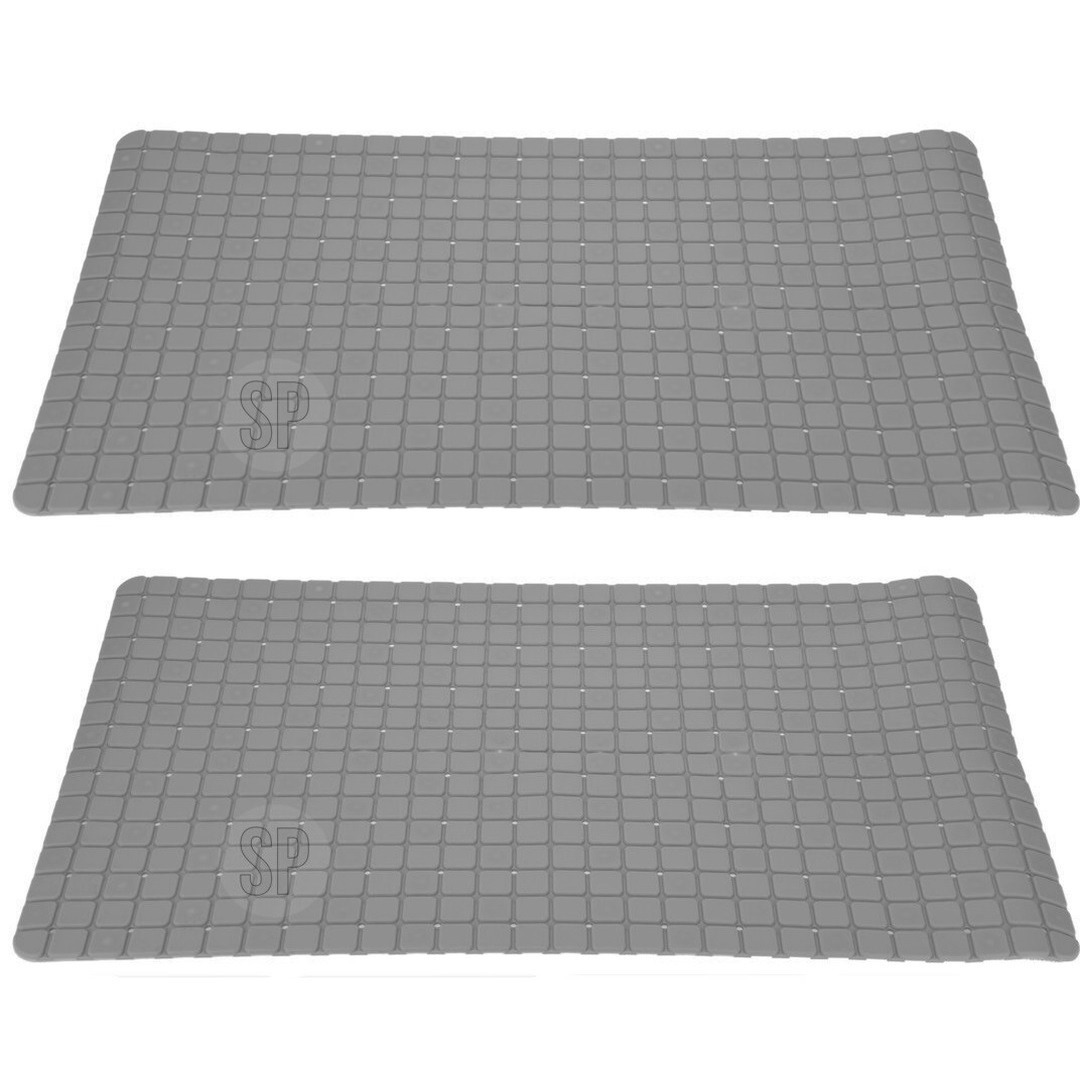 2x stuks anti-slip badmatten antraciet grijs 69 x 39 cm rechthoekig
