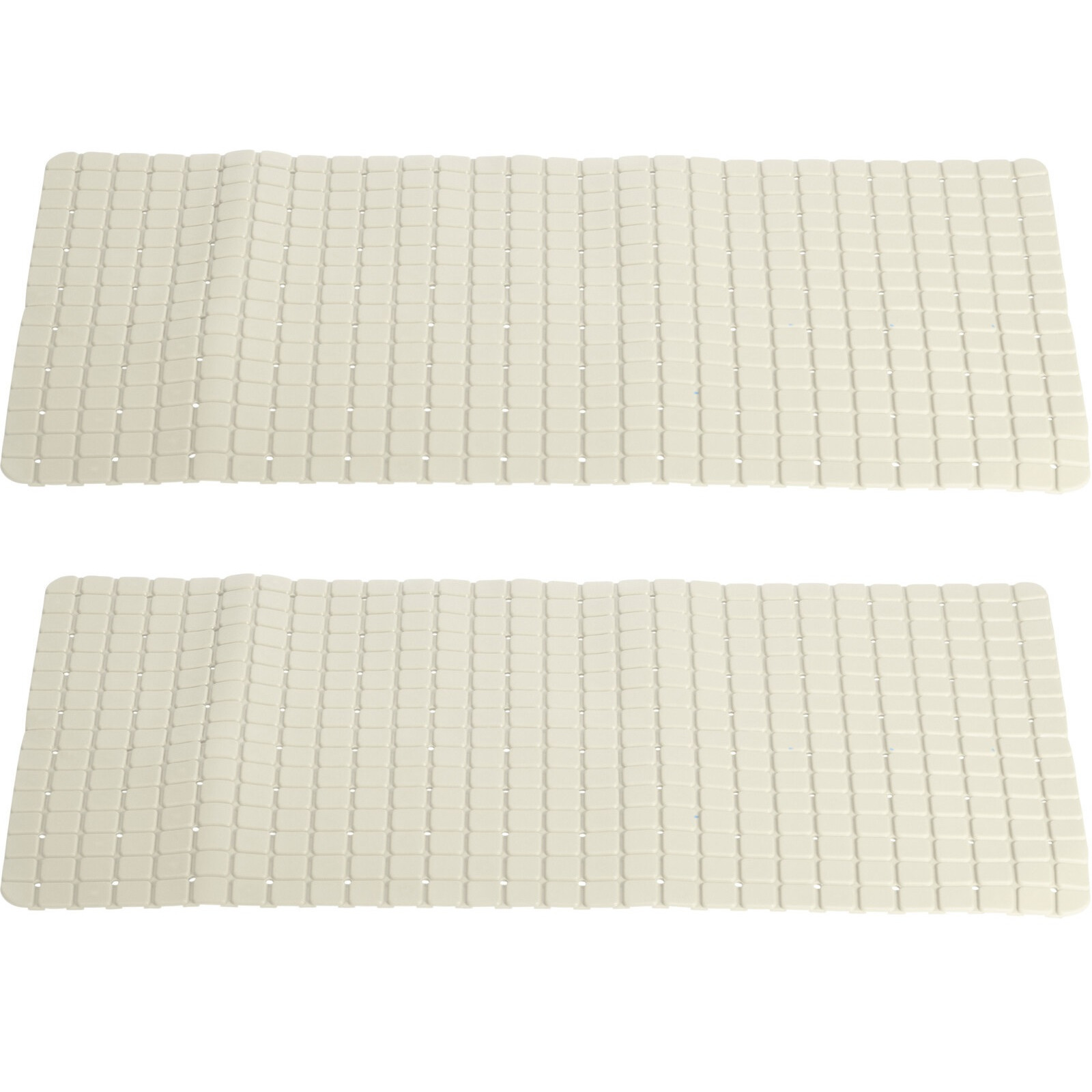 2x stuks anti-slip badmatten creme wit 69 x 39 cm rechthoekig