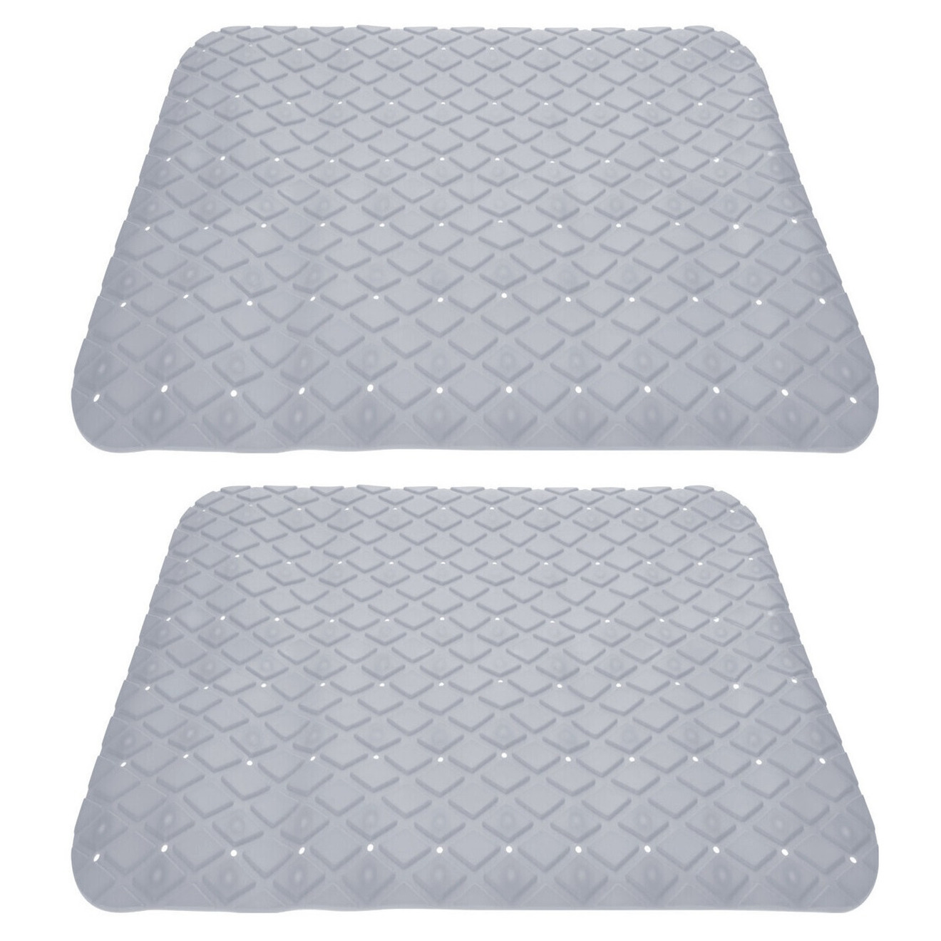 2x stuks anti-slip badmatten licht grijs 55 x 55 cm vierkant